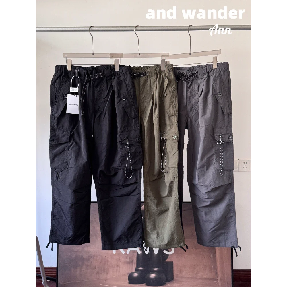 and-wander-cargo-pants-outdoor-loose-techwear-elastic-waist-multi-pockets-men-long-trousers-breathable-hiking-camping-casual