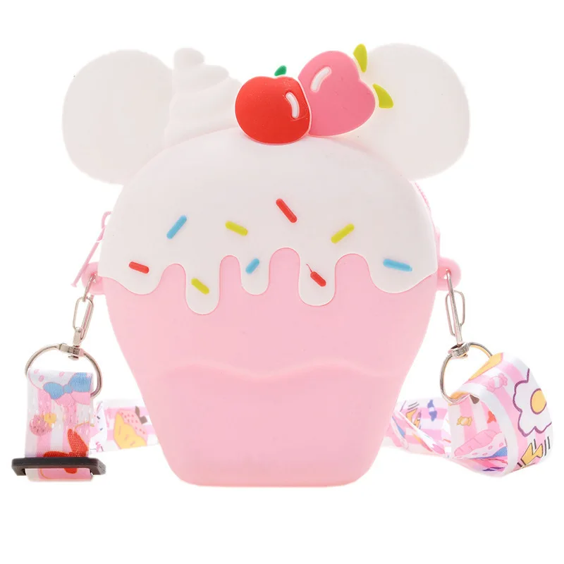 가방 Cute Ice Cream Silicone Crossbody Bags for Girls Cartoon Friut Baby Kids Shoulder Bag Fashion Mini Coin Purse Wallet Handbags