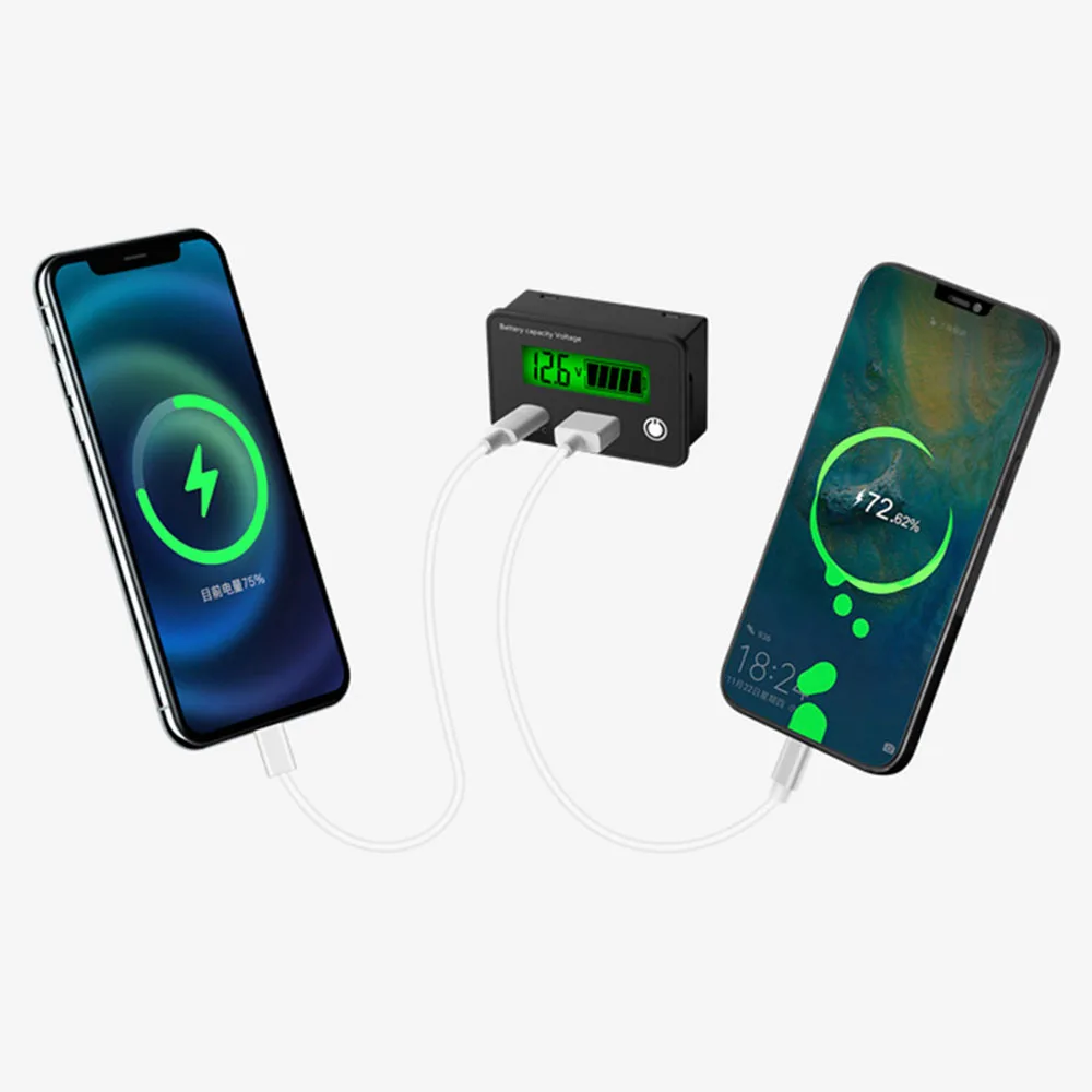 LCD 디지털 범용 전기 전압 계량기, 납산 리튬 LiFe PO4 배터리 용량 표시기, 12V, 24V