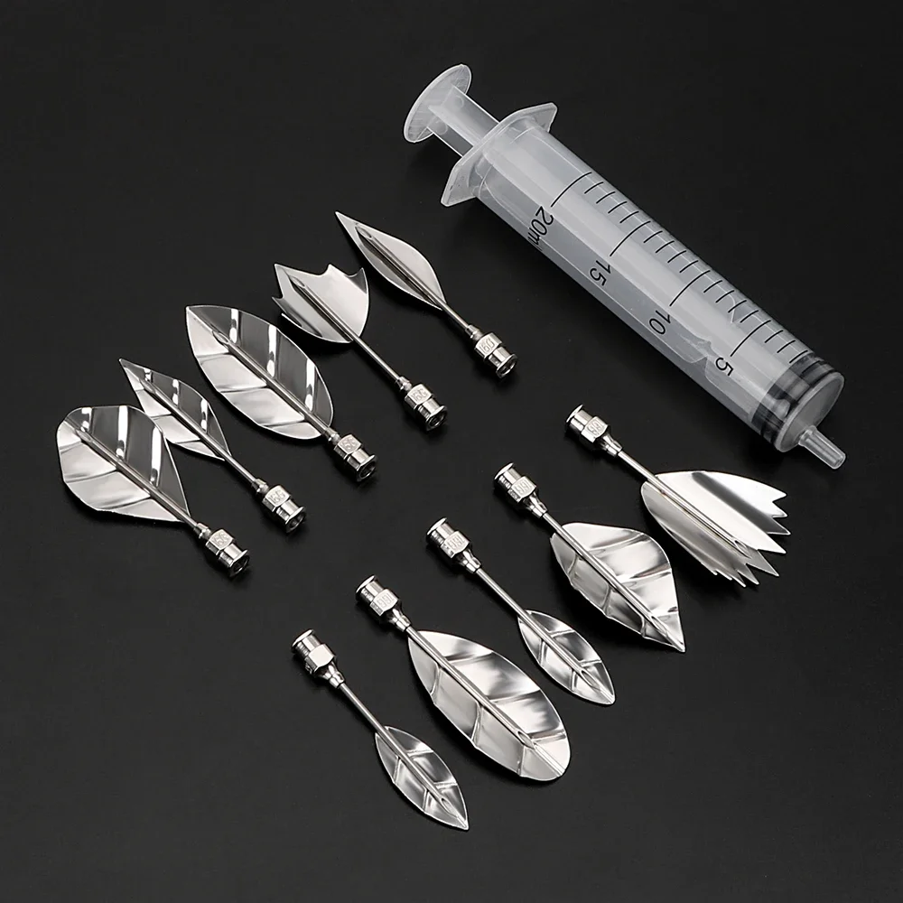 10pcs Pudding Nozzle +1 Syringe Cake Decorating Tools Flower Jelly Gelatin Art Bakeware