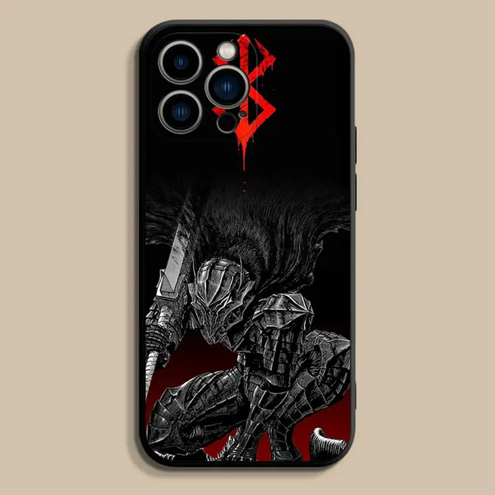 Anime B-Berserk GutS Phone Case For iPhone 17,16,15,14,13,12,Pro,Max,Plus,E,SE4,Air,Mini Black Soft Cover