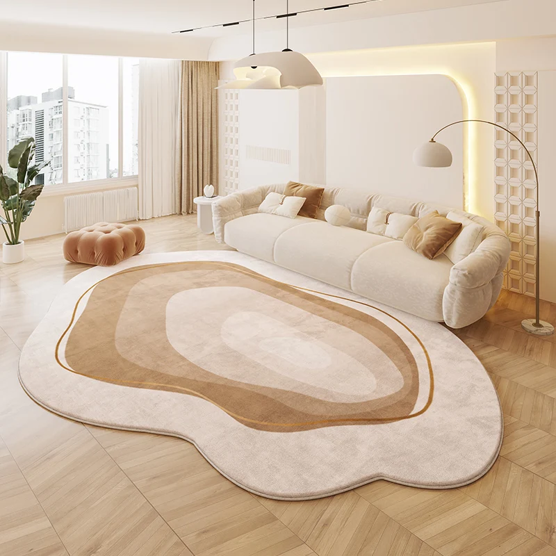 Cream Style Carpets for Living Room Irregular Shape Plush Bedroom Decor Carpet Fluffy Soft Bedside Rug Thick Washable Floor Mat