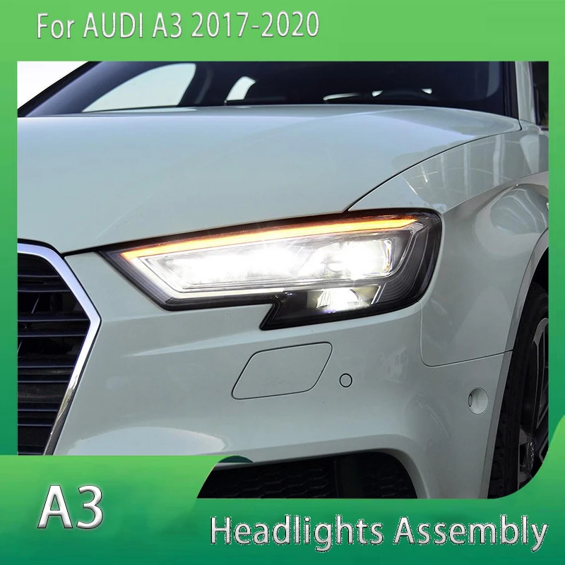 

Автомобильные фары для Audi A3 S3 2017-2020, светодиодные фары DRL, светодиодный проектор, автомобильные аксессуары
