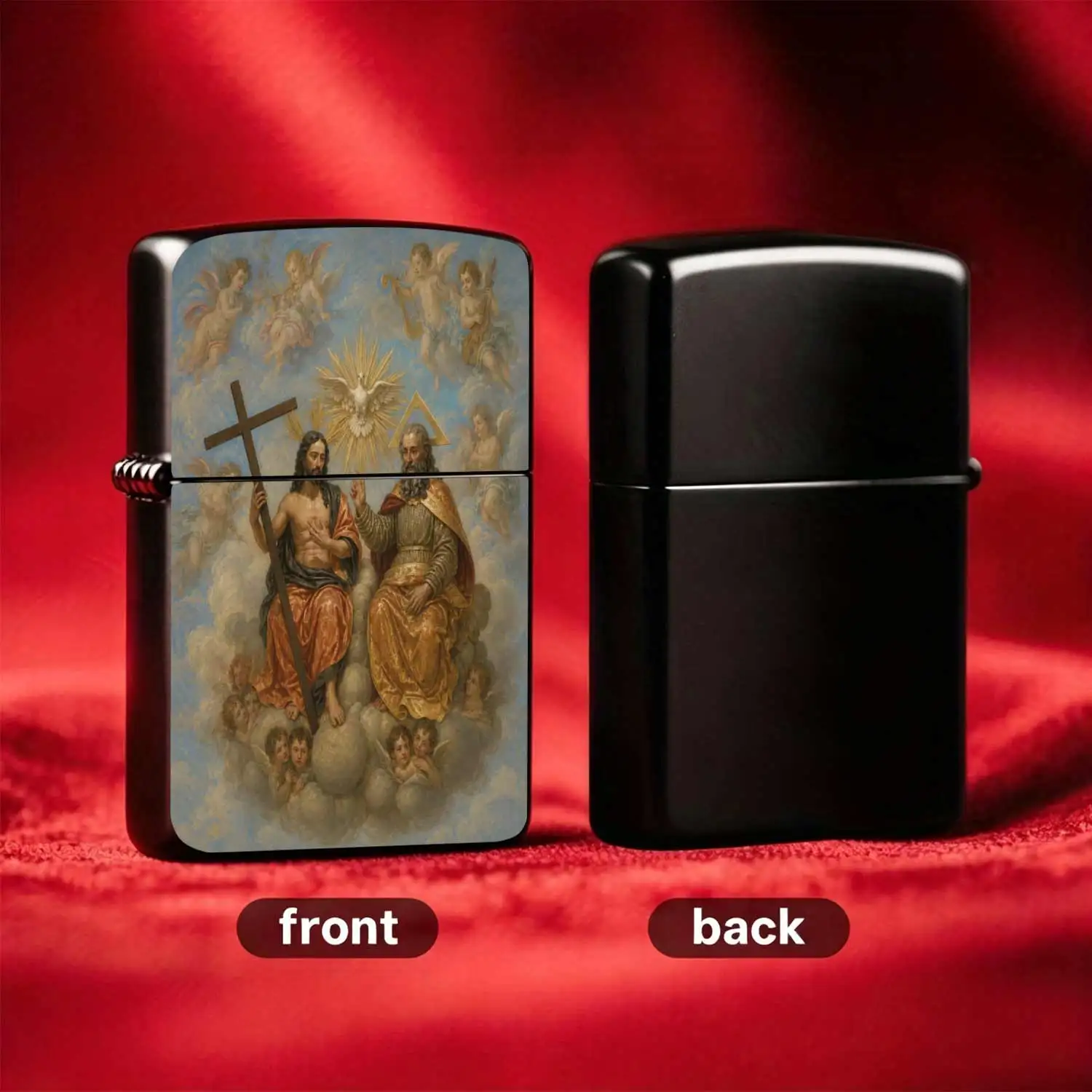 Reusable Flip-Top Pocket Metal Windproof Lighter, Retro Religious Themed Body, Portable and Durable for Daily and Outdoor Trips, Textured Metal Shell with Long-Lasting Battery Life, Classic Flip-Top Design Highlights Unique Taste Hu