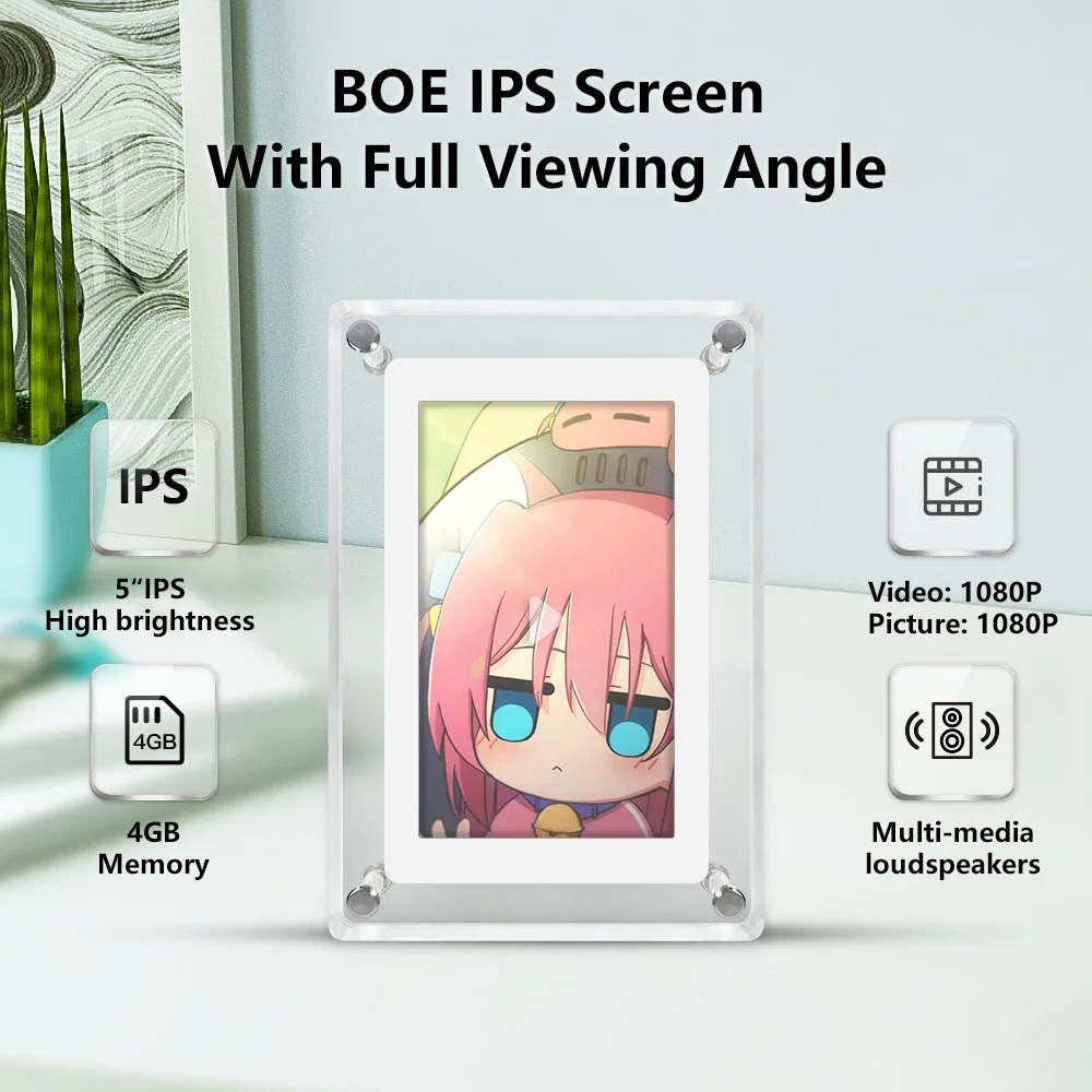 5 Inch Acrylic Digital Photo Frame 1200mAh Vertical Display IPS Screen 4G Memory Battery Porta Retrato digital picture frame