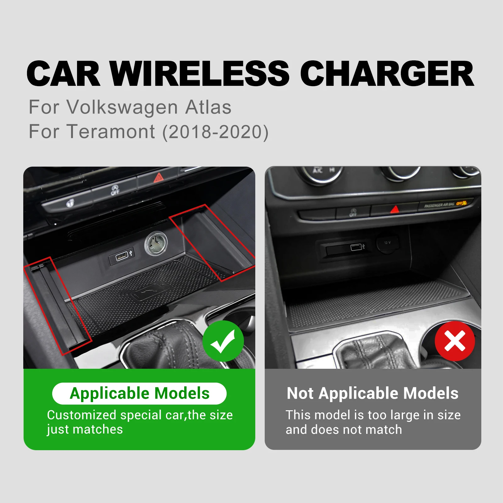 Car Wireless Charger for Volkswagen VW Atlas Teramont CA1 2018 2019 2020 LHD Mobile Phone Fast Charging Holder 15W Charger Board