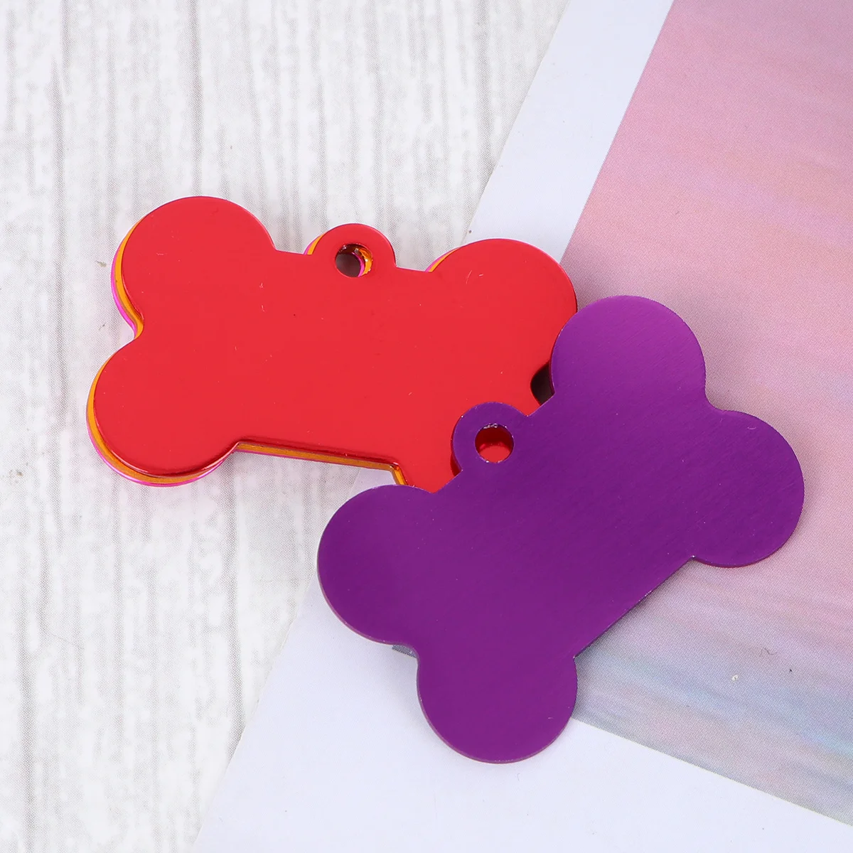 

10Pcs Pet Identity Tag Bone Design 38Mm Colorful Scratch Resistant Lightweight Aluminum Dog Id Tag for Cats Dogs Pendant Jewelry