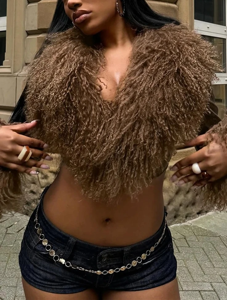 

Женские осенние топы с бахромой, низкий вырез, длинный рукав, открытое живот, в уличном стиле, классические