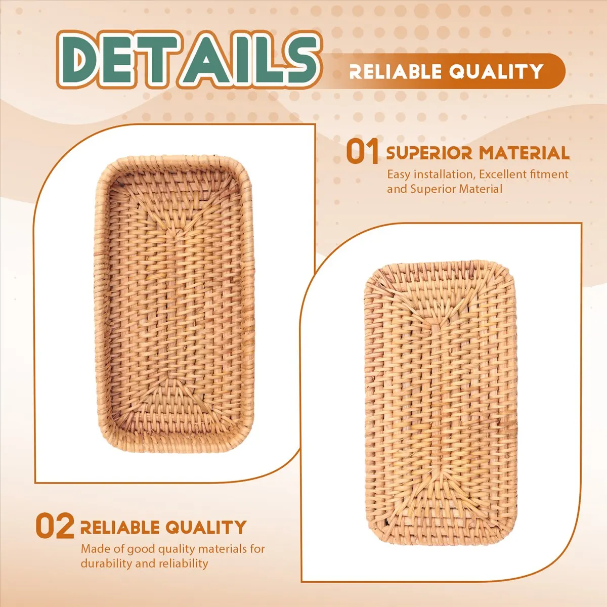 newyear828 Hand-Woven Storage Basket Rattan Storage Tray Wicker Baskets Bread Fruit Food Breakfast Display Box Home Decoration-C