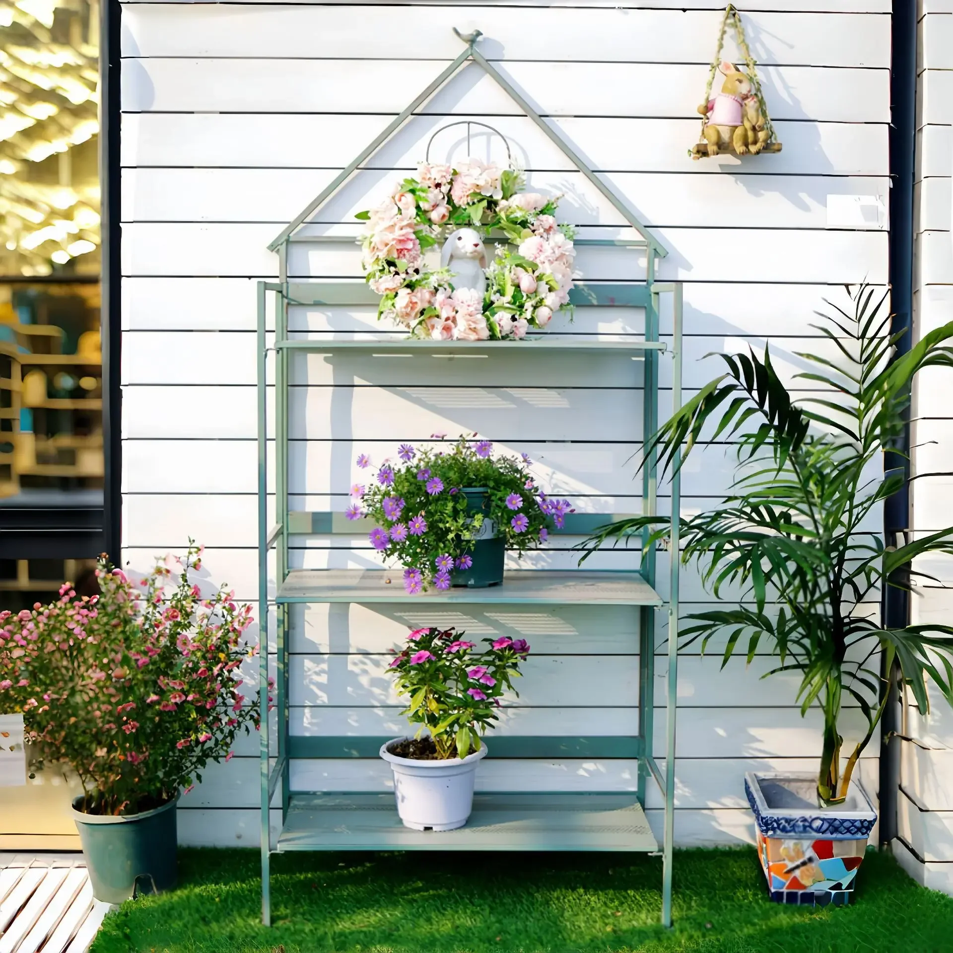 Indoor floor-to-ceiling balcony flower stand Garden pot stand Shelf Garden wrought iron flower stand Multi-layer succulent