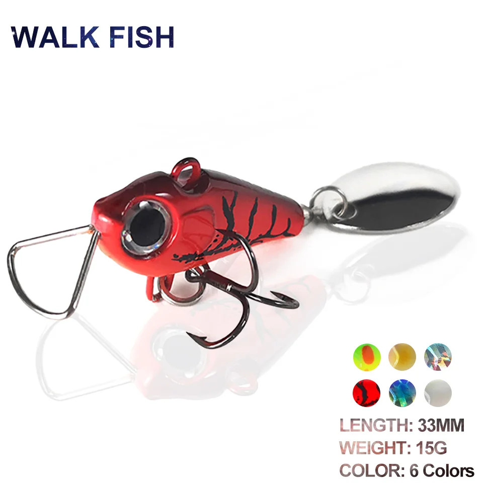 WALK FISH 1PCS Metal VIB Tremor Lure 15G/33MM Fly Japan Spinner Vibration Sinking Bait Crankbait Wobblers Swimbait Trout Bass