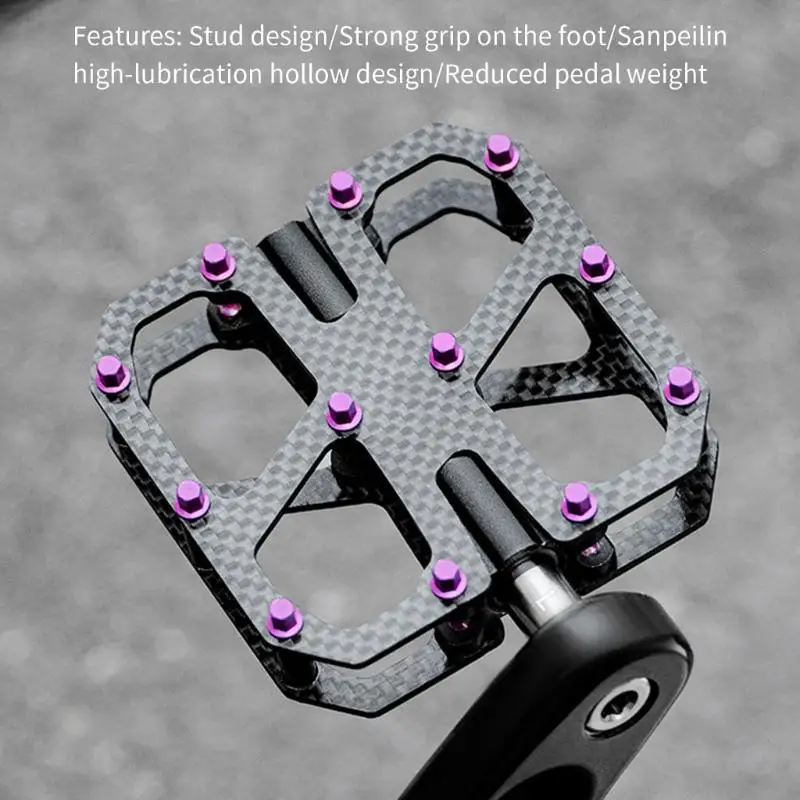 

652F Cycling Pedals Wide Carbon Platform Tractions Studs Alloy Axles Sealed Bearing System Universal Mounting For Stability