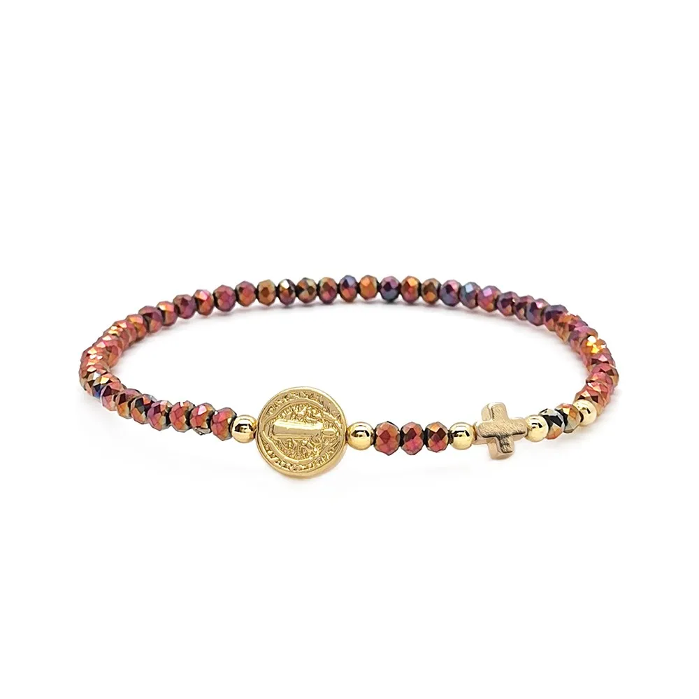KKBEAD Damen-Armband mit Jesus-Kreuz, Perlenkristall, religiöser Schmuck, Geschenk, San Benito Pulseras, modisches Accessoire – Detail 5