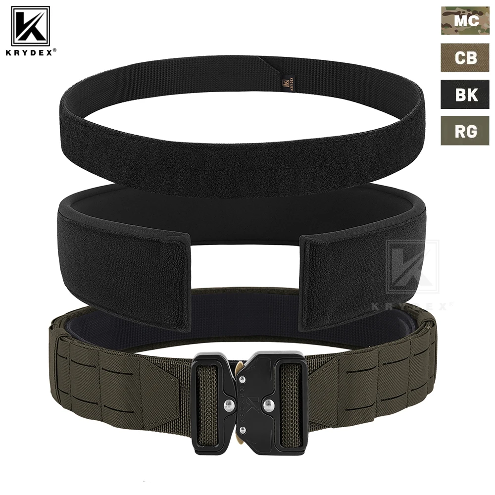 

KRYDEX Tactical 3 IN 1 Laser Belt Set 2" Quick Release Duty Shooting Laser MOLLE Padded Load Bearing Stiffened Belt Ranger Green