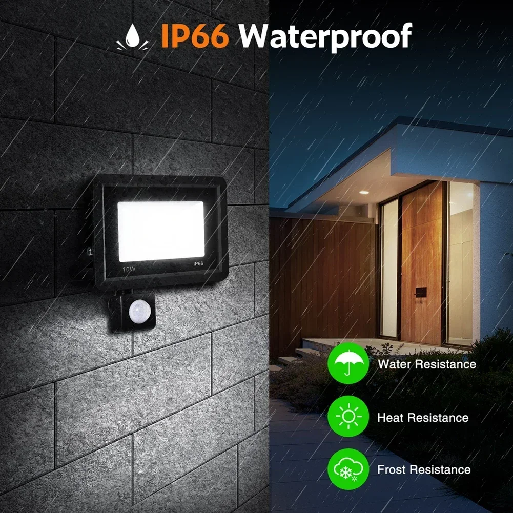 Lampu sorot LED Sensor gerak, lampu dinding luar ruangan lampu putih 50W 30W 20W 10W IP66 tahan air LED untuk taman