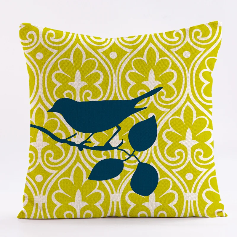غطاء وسادة بنمط مخطط على شكل زهرة وطيور مع طباعة قطيفة قصيرة لتزيين أريكة غرفة المعيشة #3