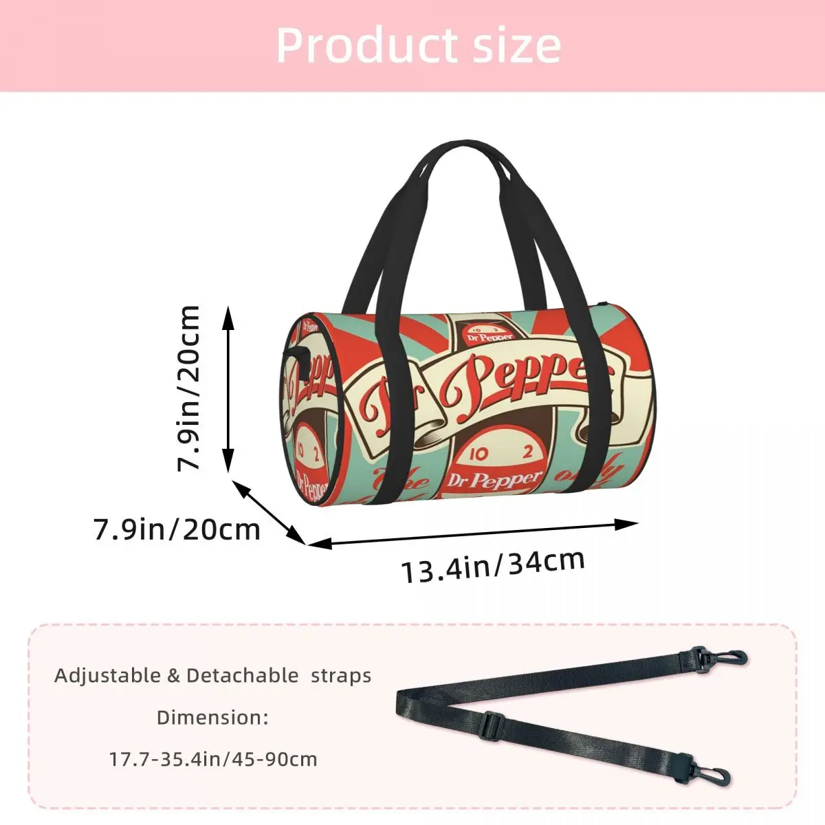 Dr. Pepper Vintage Luggage Bag Multi-Functional Duffle Tote Bag Handbags Gym Bags Fitness Bag for Boys Girls