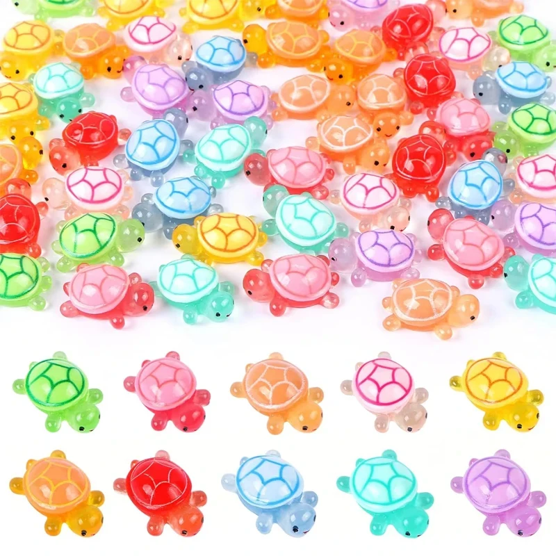 Accesorios de juguete apilables de tortuga que brillan en la oscuridad, bolsa sorpresa de animales simulados para niños, pequeño regalo