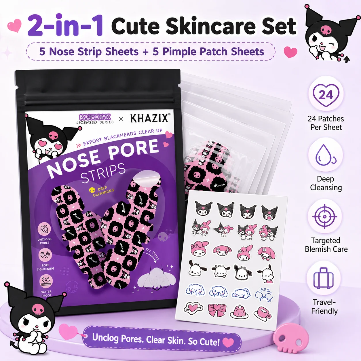 2/10/105PCS Cute Cartoon Hydrocolloid Pimple Patches, Blemish Spot Covers, Fun Face Stickers for Acne Marks
