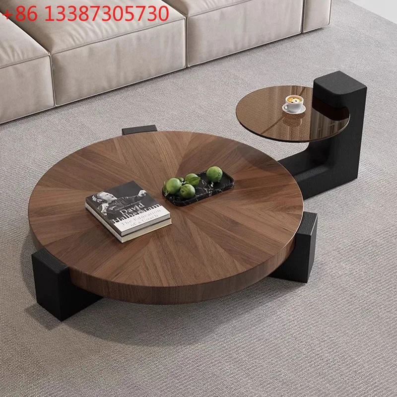 

Итальянский минималистичный круглый журнальный столик для гостиной, домашний, в стиле лёгкой роскоши, с изысканным дизайном.