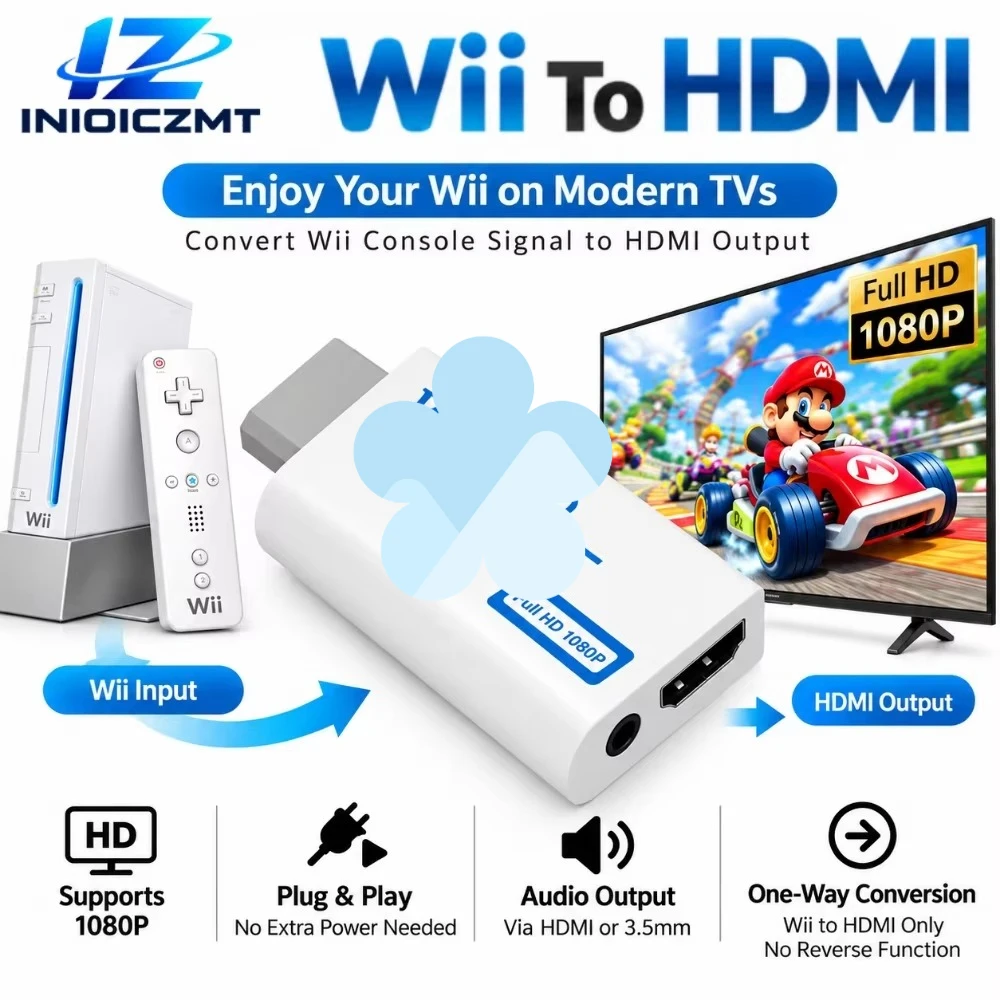 1080P ForWll To HDMI-compatible Converter Full HD Adapter Cable with 3.5mm Audio Jack for TV Monitor Game Console Plug AndPlay