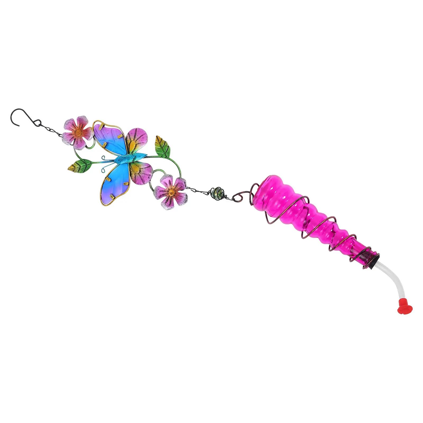 

Glass Bird Feeder Small Hummingbird Feeder Hanging Outdoor Decorative Water Feeding Tool Garden Park Iron Base Durable