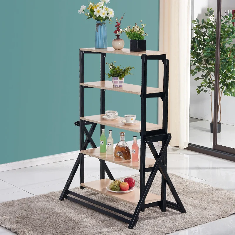 Super Space Saver Swinging Display Shelf Transforms into Dining Table with MDF Panel and Sturdy Iron Frame Available for 6 Seats