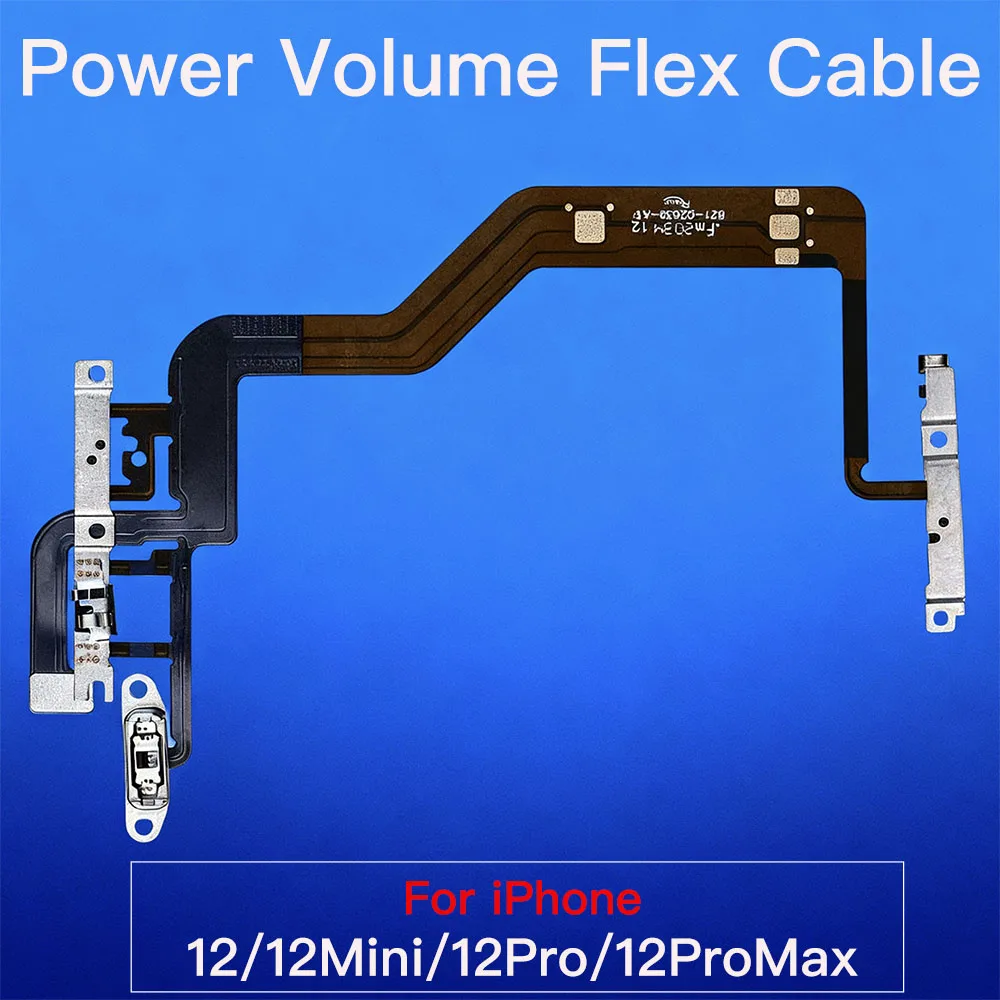 Power Volume Button Flex Cable Replacement For iPhone 12 Mini Pro Max ON OFF Mute Adjust With Metal Bracket