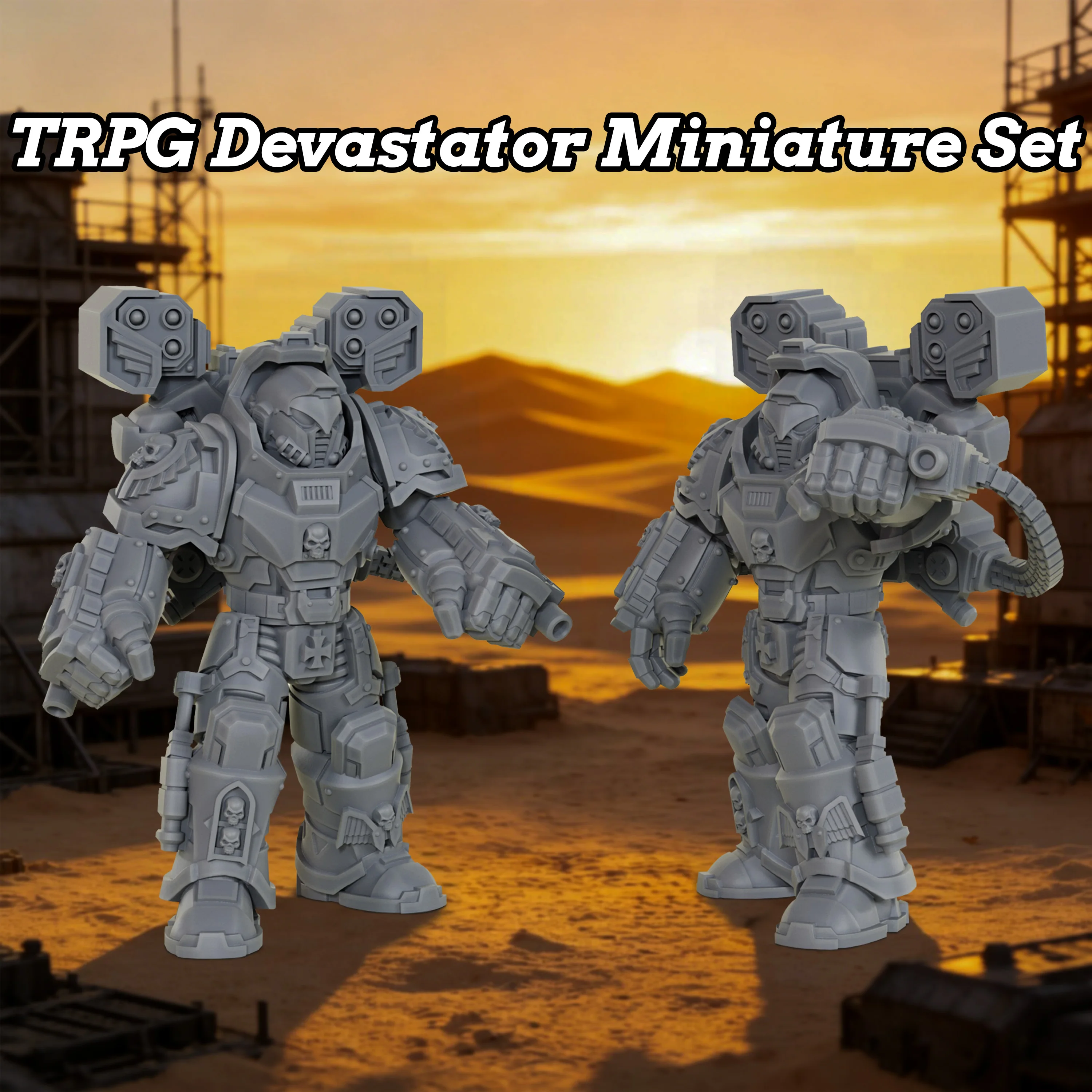 Ensemble de miniatures Sci-Fi Devastator 28 mm - Armure motorisée avec pods modulaires, Chevalier mécanique futuriste pour jeux de rôle, Présentation en diorama
