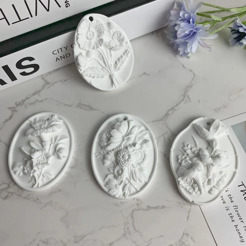 Bird Flower Silicone Mold Handmade Diy Car Aromatherapy Gypsum Pendant Tool Embossed Flower Silicone Mold Handicraft Accessories