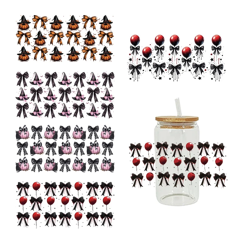 Декоративные наклейки на стаканы с бантом на Хэллоуин D21464, 16 унций