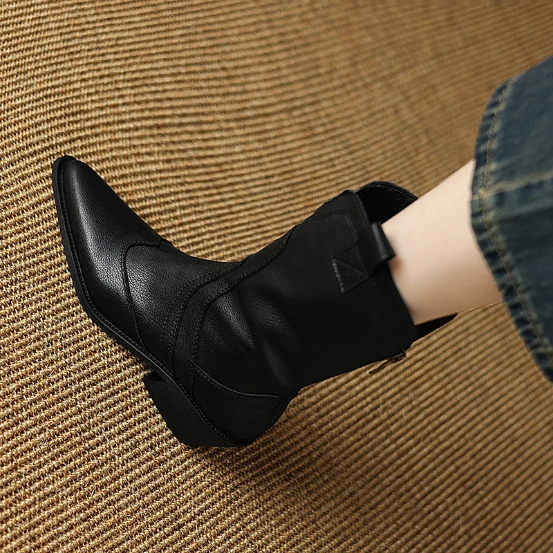 New 2027 Plus Size Fashion Women Shoes Knee High Knight Boots Cow Split Leather Ladies Luxury Designer Ankle Boots Custom Shoes