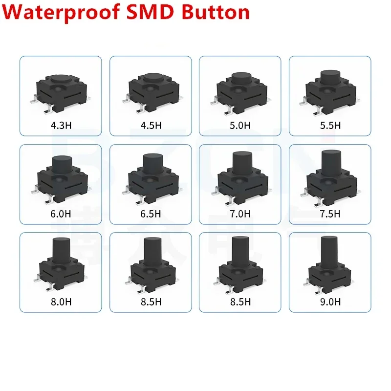 20Pcs SMD 6*6*4.3MM 6X6X4.3/4.5/5.0/5.5/6.0/6.5/7.0/8.0/8.5/10/11 MM Tactile Tact Push Button Micro Waterproof Switch Momentary