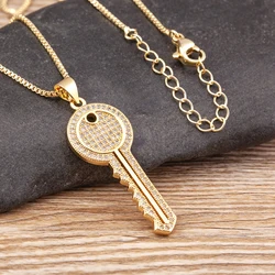 AIBEF New Key Pendant Necklace Women For Women Fashion Jewelry Copper Zircon Chains Necklaces Party Gifts