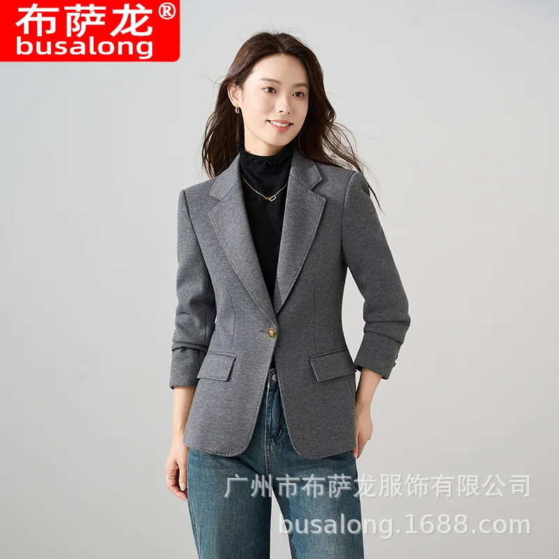 

2025Новый стильный модный костюм, повседневный женский профессиональный пиджак с длинными рукавами, официальная женская одинарная куртка, рабочая одежда5922