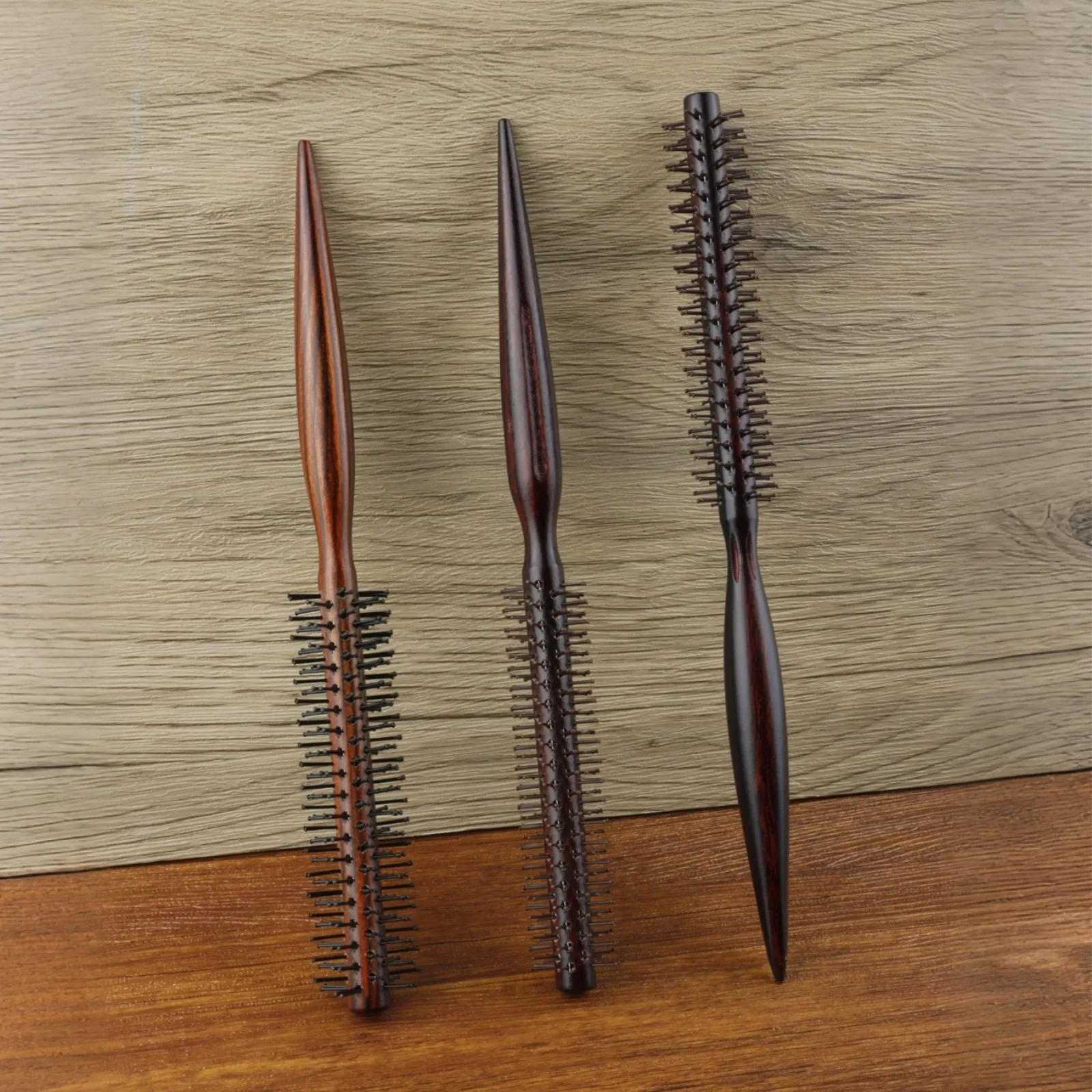 2-teiliges professionelles Haarstyling-Bürstenset aus Holz, runde Bürste, Entwirrbürste, Volumenbürste, Haarbürste für Friseure und den Heimgebrauch. – Detail 17