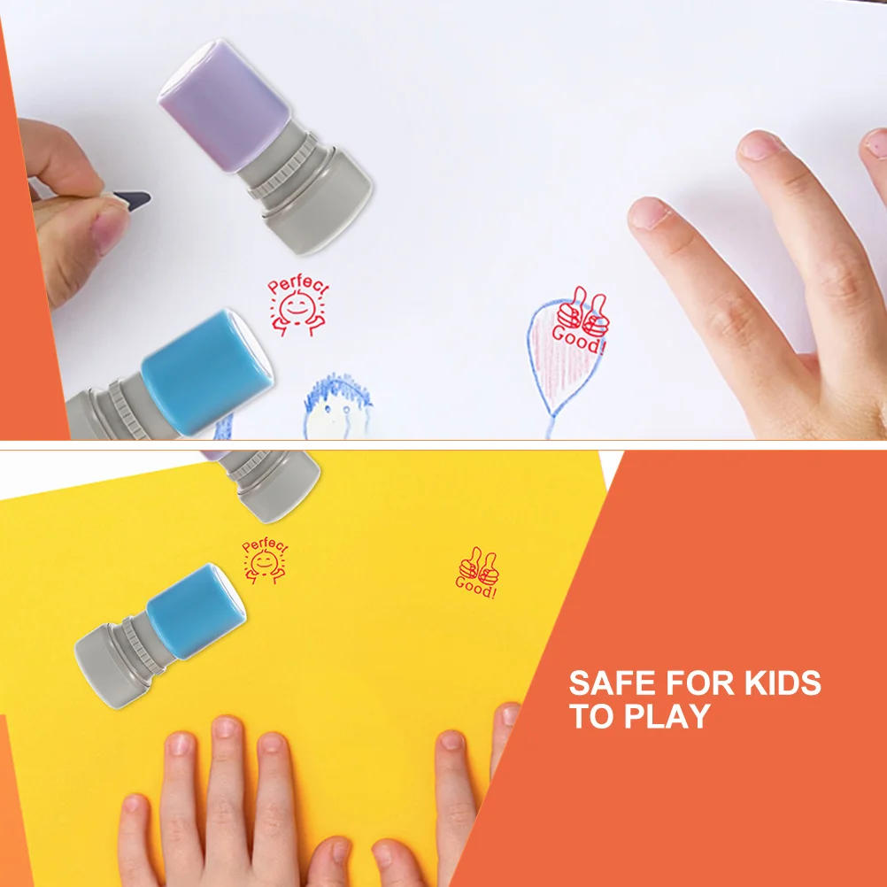 4 Pcs Convenient Stamp Encourage Cartoon Chapter Kids Stamps Comfortable Photosensitive Primary School Grading