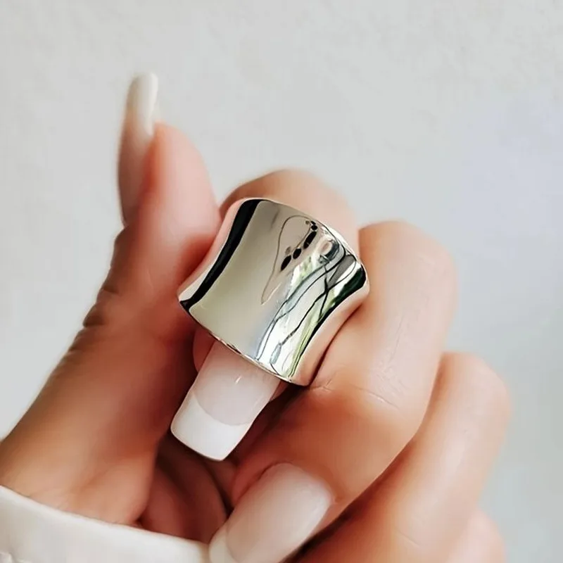 Modyle Silver Color Geometric Ring for Women Charm Fashion Simple Opening Light Luxury Handmade Female Punk Jewelry Gift