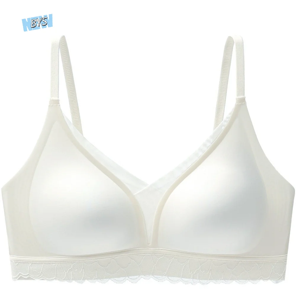 

Lace Satin Wireless V Bra Leopard Print Shockproof Brassiere for Women Traceless Gathered Breasts Push Up Underwear Daily