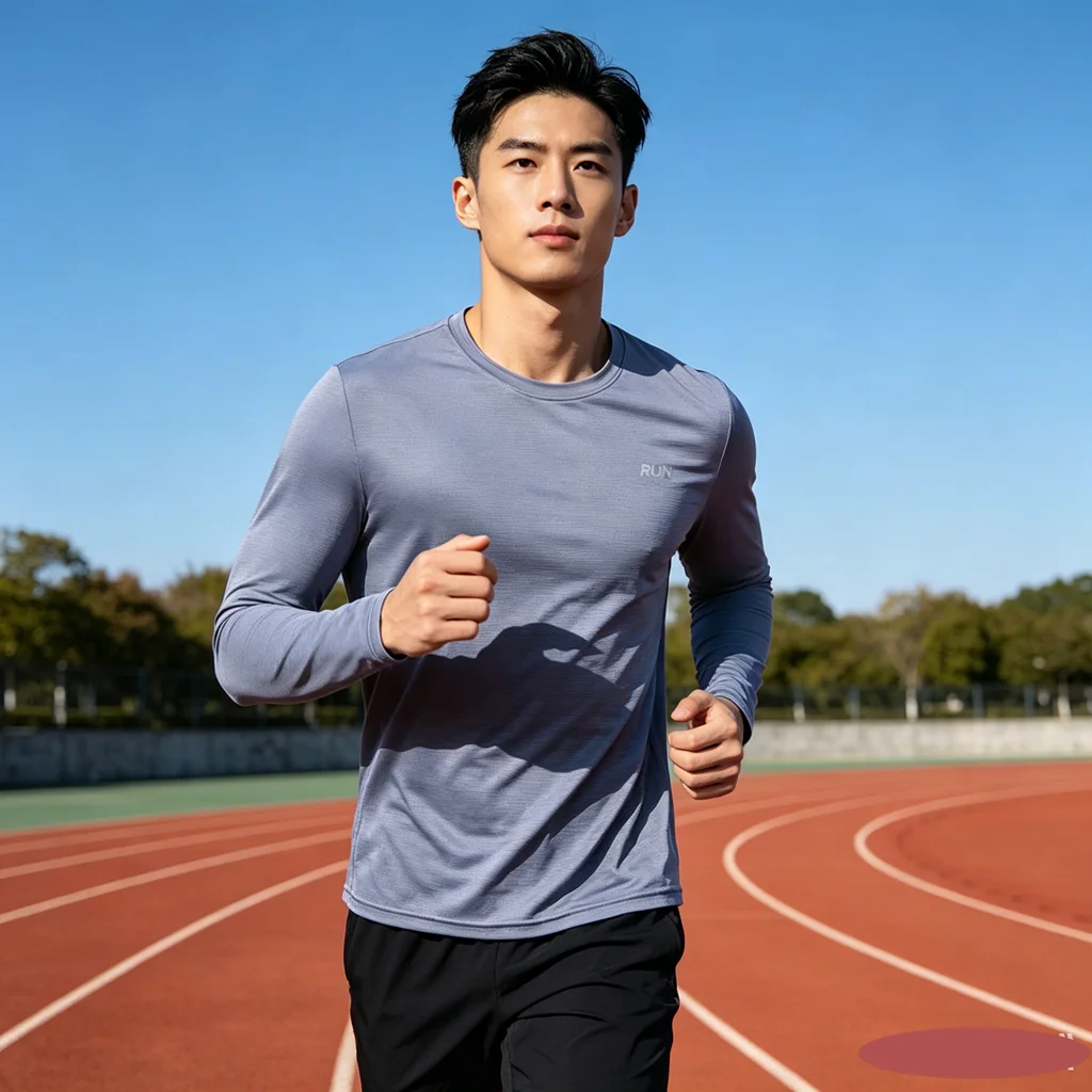 Men's Long Sleeve Sports T-Shirt UPF 50+ UV Protection Quick Dry Breathable Running Fishing Outdoor Workout Tee 5XL