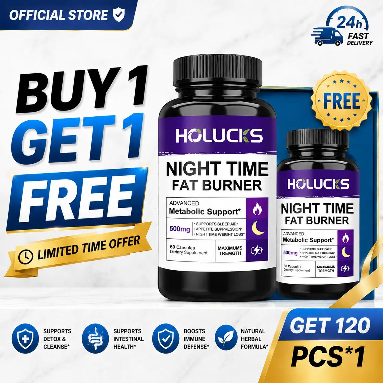 Night Time Fat Burner Capsules, with White Kidney Bean & Vitamin D3, Support Thermogenesis, Appetite Control & Restful Sleep