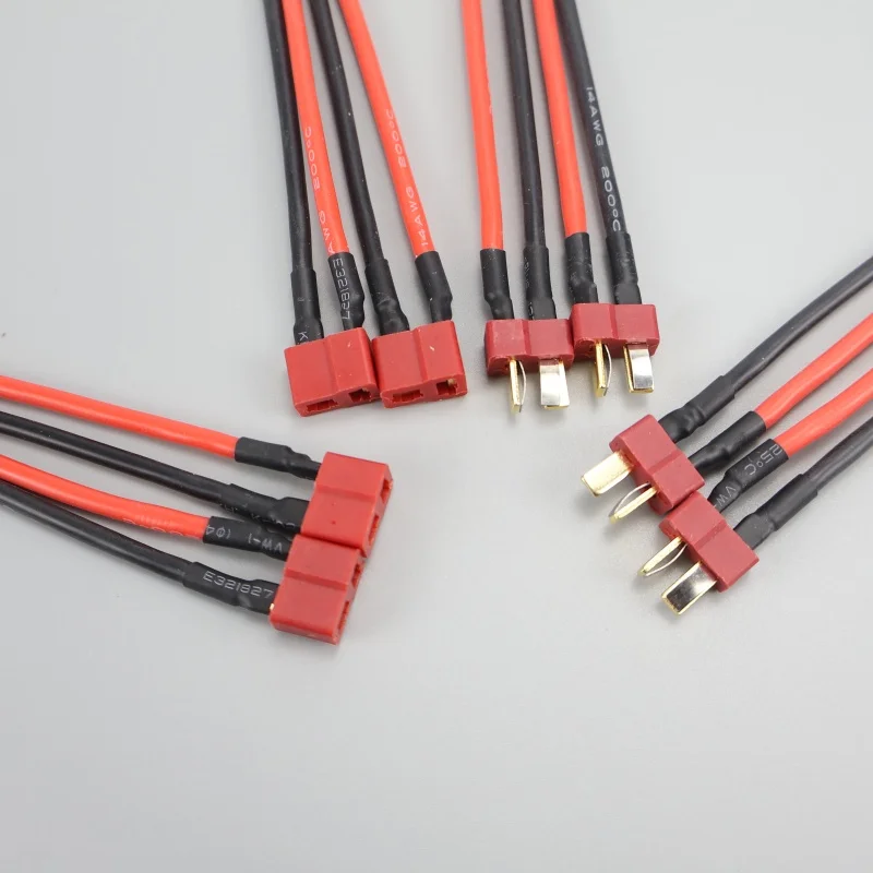 4 /8 /16 Pcs 10CM T-Plug Connector Cable 14AWG Silicone Wire Male Female Single Head Power Cable for RC Battery Motor FPV Drone