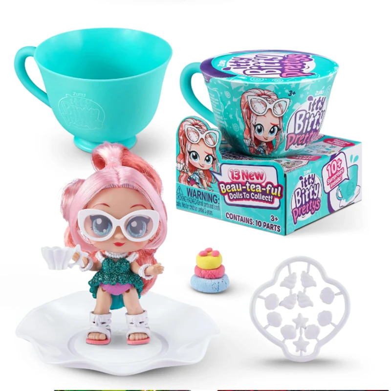 ZURU Itty Bitty Prettys Aidi Betty Tea Talk trompeta fiesta de té de la tarde sorpresa taza de té muñeca caja ciega juguete para jugar a las casitas para niñas