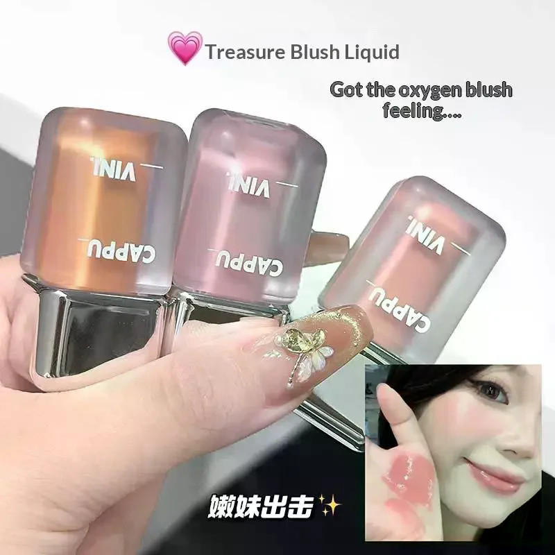 Cappuvini Matte Liquid Blush Velvet Blusher Orange Peach Face Pigment Lasting Beauty Natural Cheek Tint Cream Blush Makeup