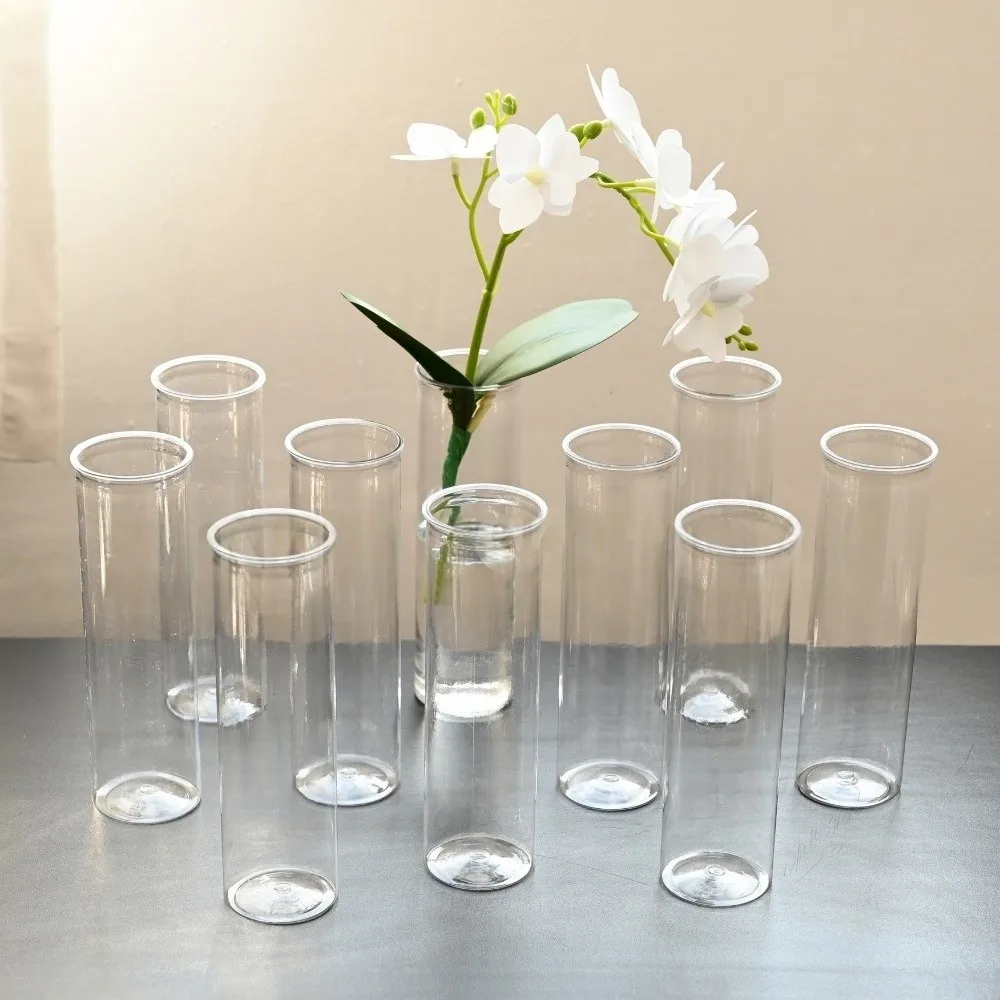 Transparent Flower-Wrapping Vases Cylindrical Shatterproof Hydroponic Plants Vase Modern Plastic Cylinder Vases Centerpieces