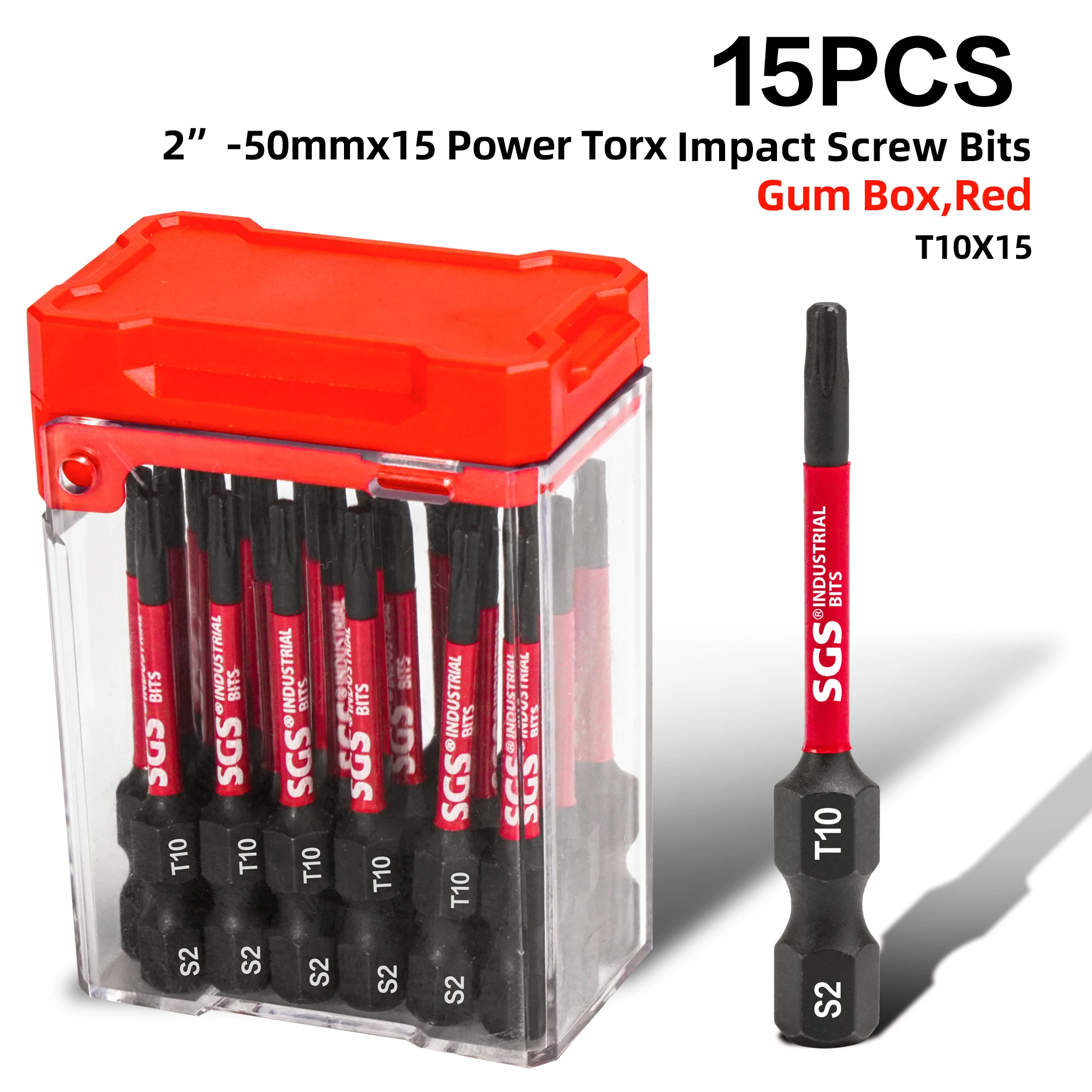 15-Piece T10 Impact Torx Screwdriver Set, Industrial-Grade S2 Steel Black Phosphating, Corrosion-Resistant and Rust-Proof, 50mm Long, Hrc60-62, with Storage Box, 1/ 4inch Universal Interface, High Torque, Non-Slip