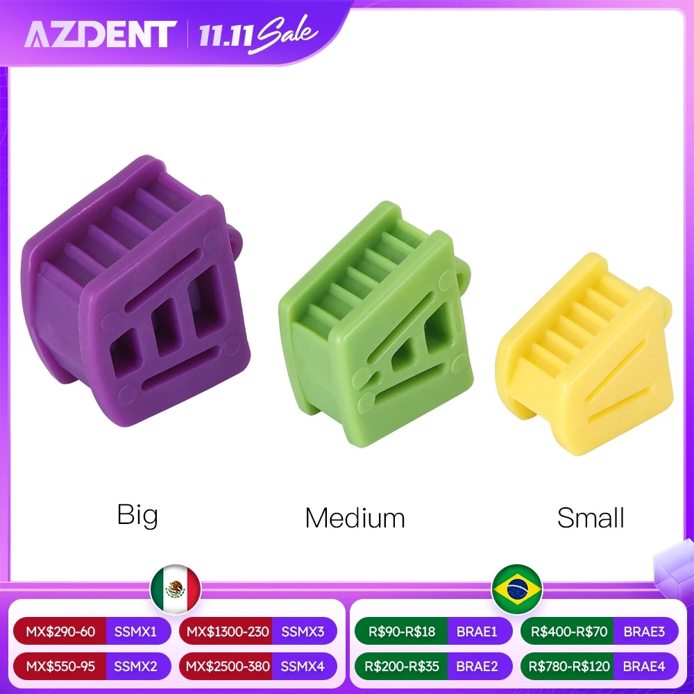 

AZDENT 3 Sizes Dental Occlusal Pad Rubber Bite Opener Blocks Mouth Prop Large Medium Small Orthodontic Supplies Dentistry Tools