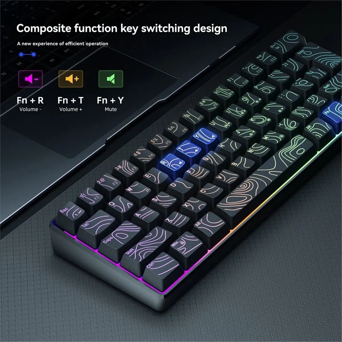 DT81 61 Keys RGB Mechanical Keyboard,Portable USB Wired Keyboard Blue Switch for PC Gaming Laptop