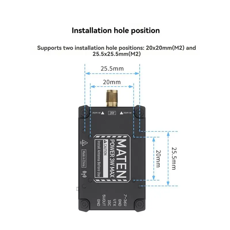 Y44A 5.8G 3W VTX PRO V2 104CH Video Transmitter Module Long Range for RC FPV Drone DIY