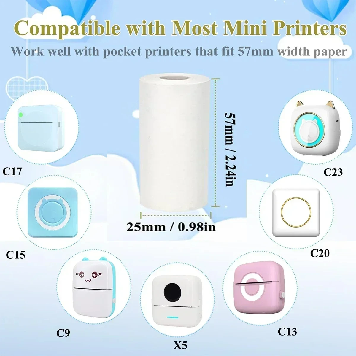 Instant Camera Thermal Paper Photo Printer Kids Instant Camera Refill Print Paper Mini Printer Paper for Kidizoom Print Camera